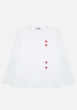 COMME DES GARCONS MULTI RED HEART LONGSLEEVE T-SHIRT
