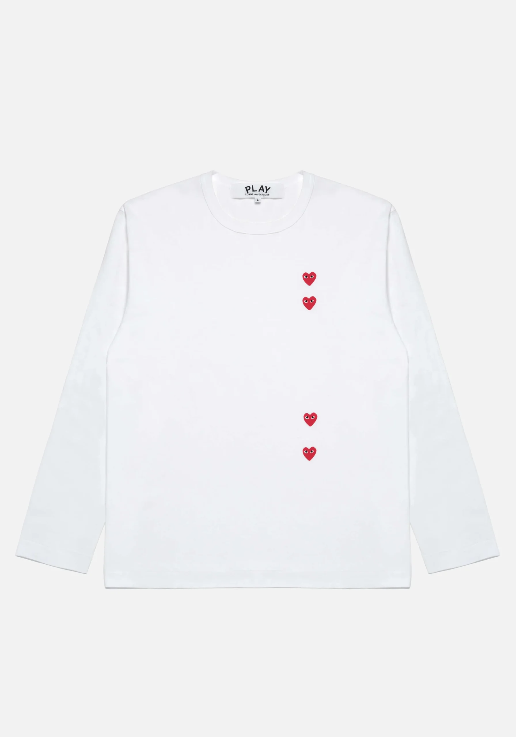 COMME DES GARCONS MULTI RED HEART LONGSLEEVE T-SHIRT