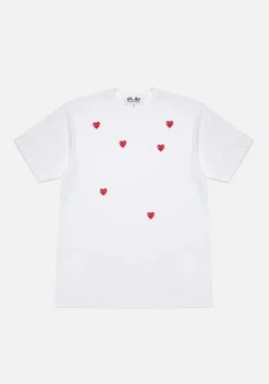 COMME DES GARCONS MULTI RED HEART LOGO T-SHIRT