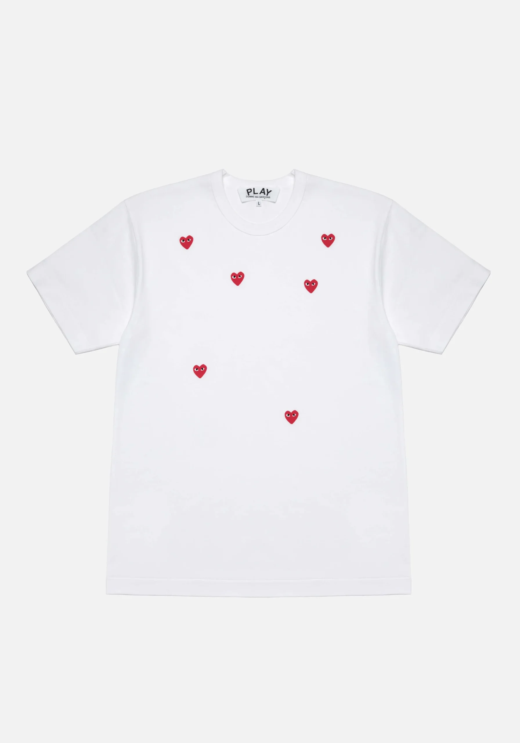 COMME DES GARCONS MULTI RED HEART LOGO T-SHIRT