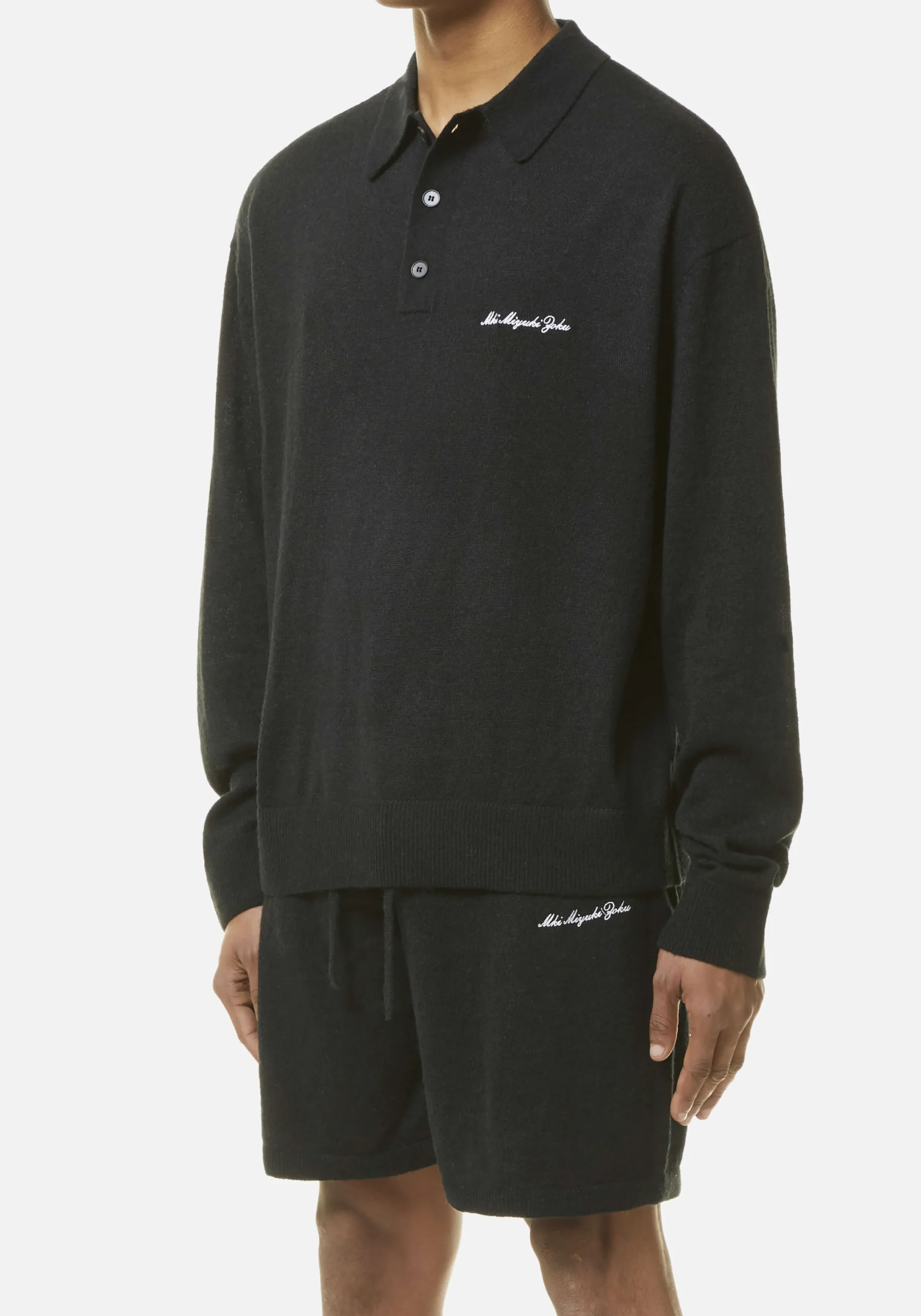 MKI LIGHTWEIGHT MOHAIR KNIT POLO LONGSLEEVE