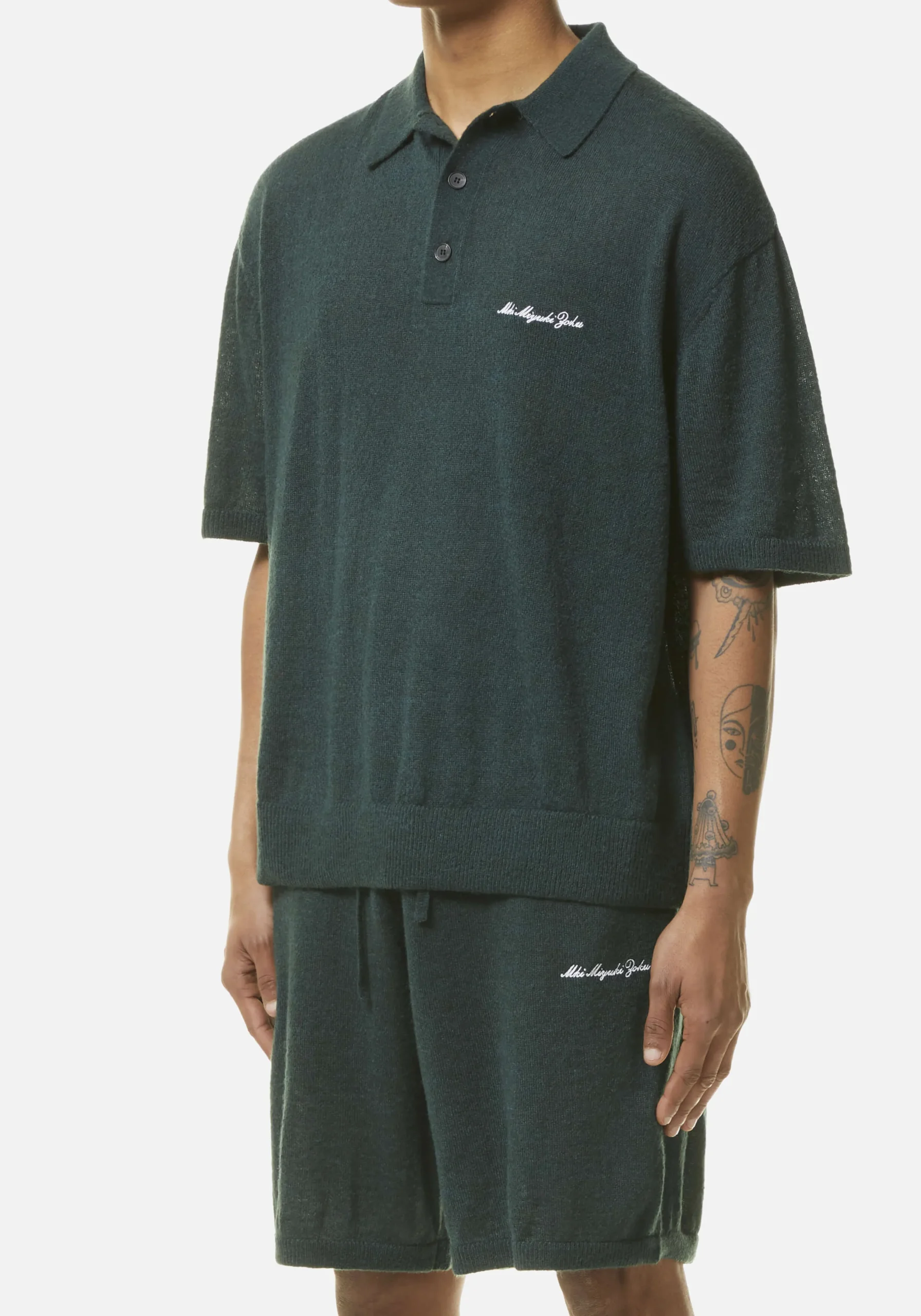 MKI LIGHTWEIGHT MOHAIR KNIT POLO SHIRT
