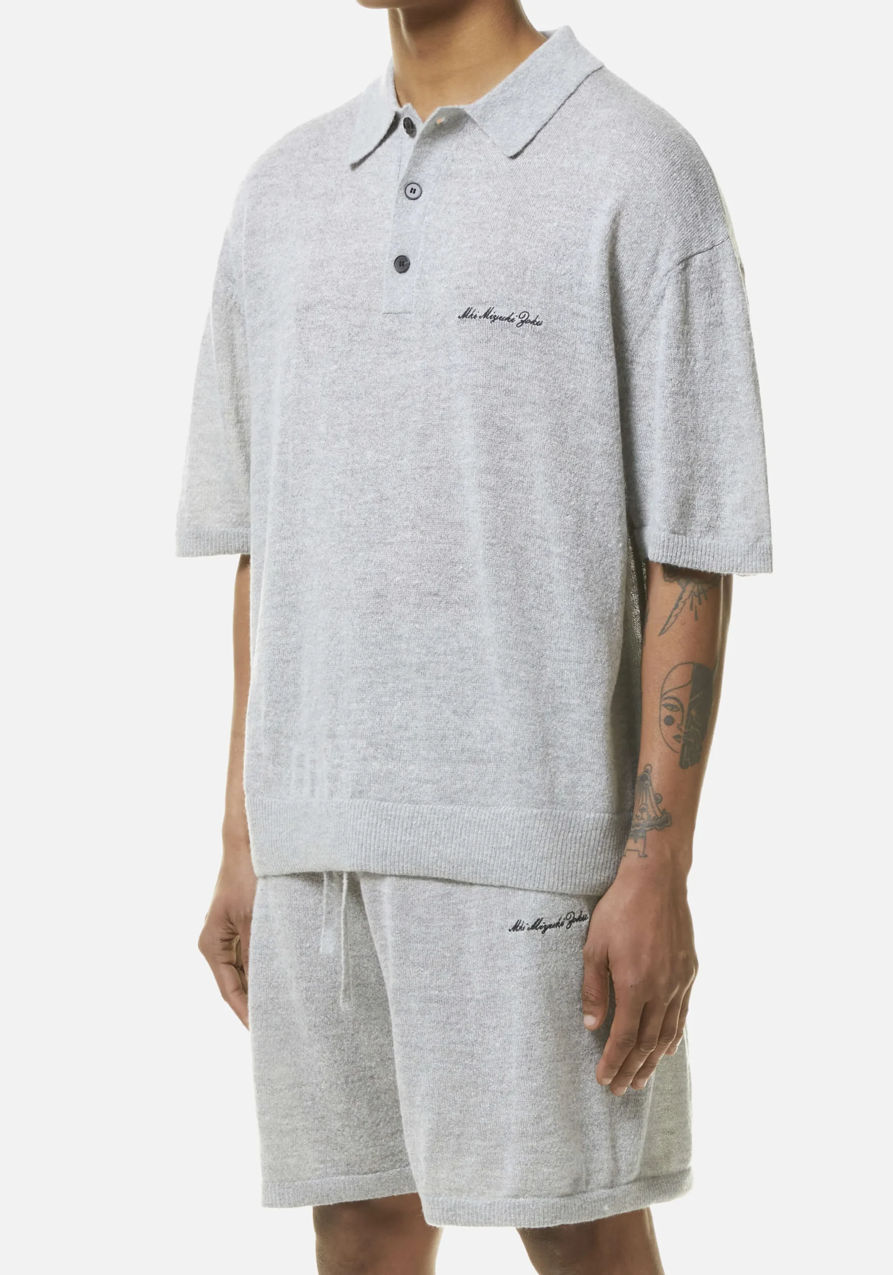 MKI LIGHTWEIGHT MOHAIR KNIT POLO SHIRT
